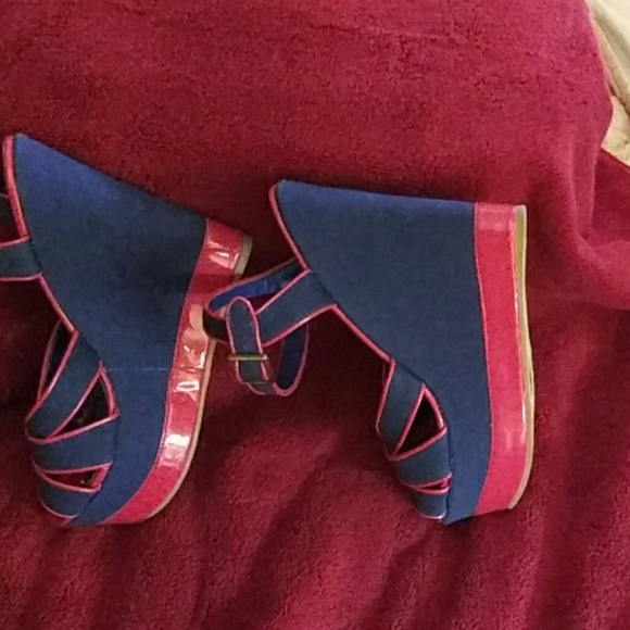 bonnibel wedge sandal blue and red - Picture 4 of 4